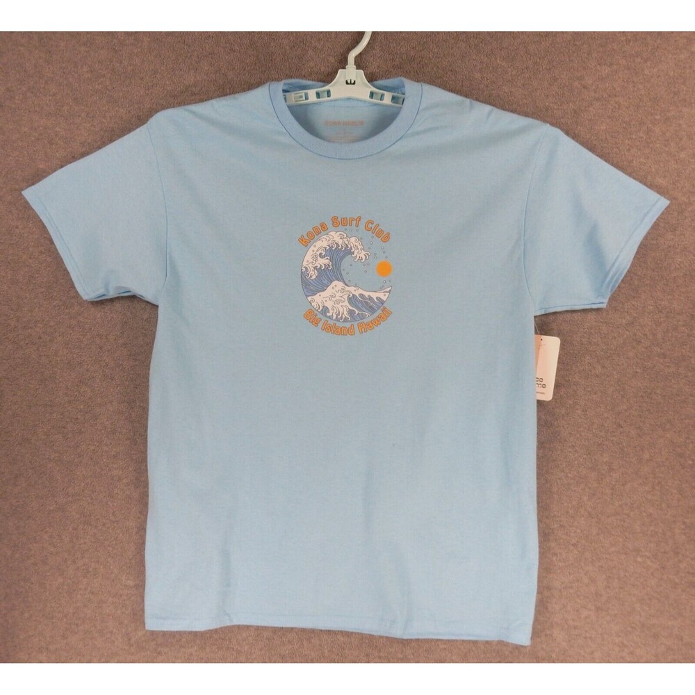 Kona Surf Club Hawaii Mens TShirt Large Blue Big Island Wave Sea Ocean Sun HI